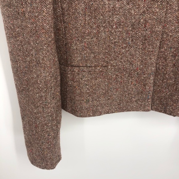 VINTAGE PAT HILTON Tweed Suit Jacket Blazer Brown Puff Embroidered Size 7/8 - Picture 3 of 13